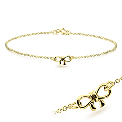 Cutie Bow Gold Plated Silver Anklet ANK-324-GP